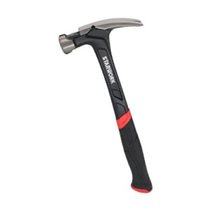 starwork 20 oz hammer with comfort grip, nailing hammer steel head steel handle, antivibe, rip claw