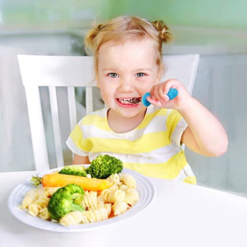 PandaEar 4 Set Baby Toddler Silicone Stainless Steel Utensils Silverware Spoon Fork for Baby Toddler BPA Free with Silicone Holding Anti-Choke Design