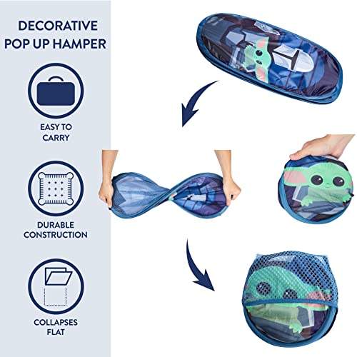Idea Nuova Star Wars The Mandalorian Grogu aka The Child 4 Piece Storage Solution Set with Pop Up Hamper, Collapsible Storage Trunk and 2 Nestable Storage Bins