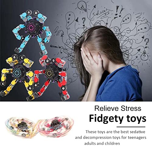 Interesting Sensory fingertip Spinning Toy, Finger Spinning Toy Spinning top Toy, with deformable Chain, Mechanical Spiral Twister, fingertip gyro, Children's Adult Decompression Toy (4)