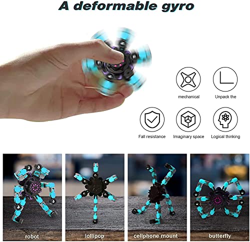 Interesting Sensory fingertip Spinning Toy, Finger Spinning Toy Spinning top Toy, with deformable Chain, Mechanical Spiral Twister, fingertip gyro, Children's Adult Decompression Toy (4)