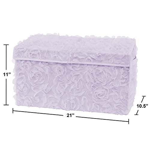 Sweet Jojo Designs Purple Floral Rose Girl Small Fabric Toy Bin Storage Box Chest For Baby Nursery Kids Room - Lavender Flower Luxurious Elegant Princess Vintage Boho Shabby Chic Luxury Glam Roses