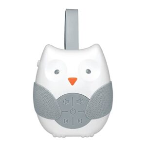 firsthealth soothing sounds baby lullaby sound machine speaker with 12 sounds- customizable timer - fun and cute owl design - hanging loop - stroller, carrier, crib, car seat