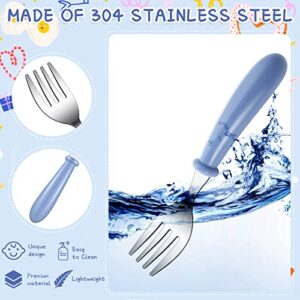 9 Pieces Stainless Steel Toddler Forks, Baby Forks, Kids Forks, for Self Feeding Metal Forks Boys Girls Small Training Forks for Children Cutlery Forks with Round Handle Safe Flatware