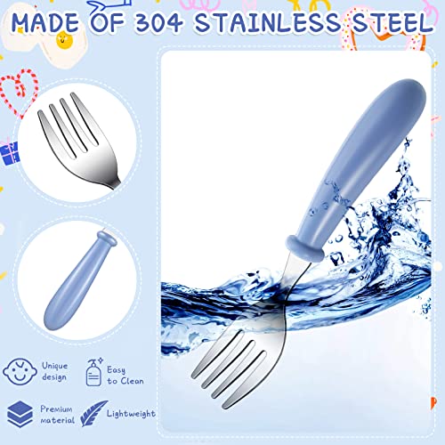 9 Pieces Stainless Steel Toddler Forks, Baby Forks, Kids Forks, for Self Feeding Metal Forks Boys Girls Small Training Forks for Children Cutlery Forks with Round Handle Safe Flatware