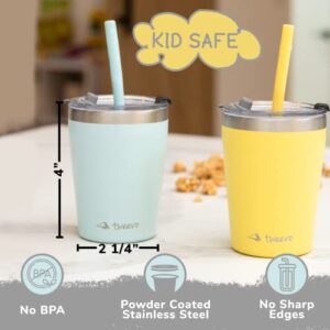 Tweevo Kids Tumblers with Spill-Proof Screw Lids - Tumbler, 8.5 oz. Stainless Steel Cups With Straws and & Straw Brush Adorable Spill Proof for 2 Pack