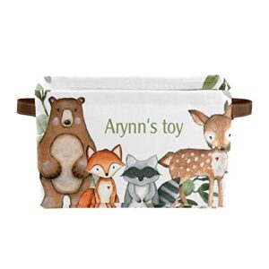 Joyestore Floral Forest Animal Bear Deer Personalized Storage Bins ,Baskets Cubes Organizer with Handle for Shelves Closet Nursery Toy 1 Pack