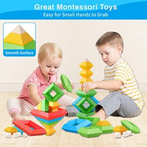 Hieoby Montessori Toys for 1 2 3 4 5 Year Old Boys Girls Toddlers Preschool Learning Activities 30Pcs Building Blocks Stacking Educational Toys STEM Sensory Toys Gifts for Kids Age 1-2 2-4