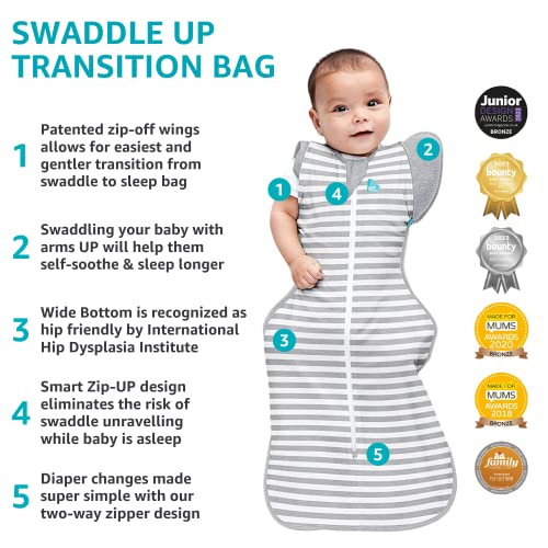 Love to Dream Swaddle UP Transition Bag Lite 0.2 TOG, You are My, Medium, 13-19 lbs, Patented Zip-Off Wings, Gently Help Baby Safely Transition from Being swaddled to arms Free Before Rolling Over