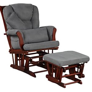 Artiva USA Wood Glider Chair and Ottoman Mircofiber Cushion Set