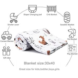 HOMRITAR Baby Blanket for Boys Girls Soft Plush Minky Blanket with Double Layer Dotted Backing for Toddler with Forest Foxes Multicolor Printed 30 x 40 Inch(75x100cm)