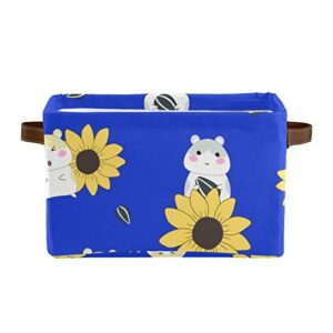 seamless cute hamster and sunflower storage bin box with handle collapsible closet organizer basket for clothes pets toy nursery