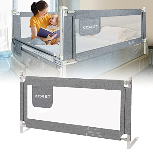 KCRET Bed Rail for Toddlers,Upgraded Infants Safety Bed Guardrail with Breathable Fabric for Twin, Double, Full-Size Queen & King Mattress (78.7“×30”, Gray)