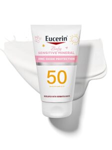 eucerin sun sensitive mineral baby sunscreen spf 50, sunscreen lotion with zinc oxide protection, 4 fl oz tube