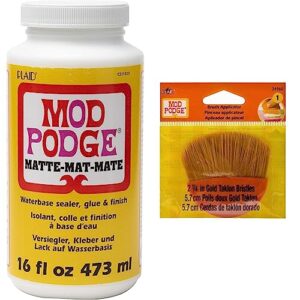 mod podge cs11302 waterbase sealer, glue and finish, 16 oz, matte & paint brush applicator, 24960 2.25-inch, basic