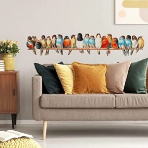 Watercolor Bird On Wire Wall Decals, Removable Creative Bird Wall Stickers, Lifelike Lovely Birds Decor, DIY Vinyl Art Murals for Boys Girls Kids Bedroom Living Room Nursery Decoration (Large)