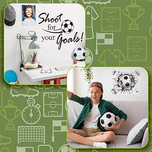 Soccer Wall Decal Soccer Wall Decor Soccer Stickers for Wall Soccer Room Decor Football Stuff Soccer 3D Wall Art Shoot for Your Goals Wall Art Football Stickers for Bedroom Kids Boy Wall Decoration