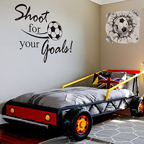 Soccer Wall Decal Soccer Wall Decor Soccer Stickers for Wall Soccer Room Decor Football Stuff Soccer 3D Wall Art Shoot for Your Goals Wall Art Football Stickers for Bedroom Kids Boy Wall Decoration