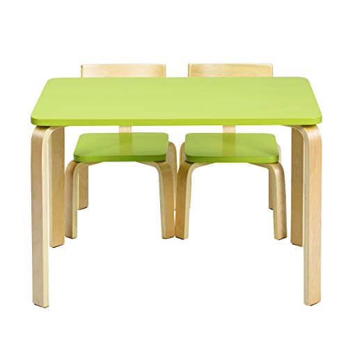 BETTARY Kids Bentwood Curved Back Table & Chair Set, Premium Toddlers Wood Furniture for Kids Reading, Arts, Crafts, Homework, Snack Time, Ideal for Daycares Playroom Home Classroom (Green)