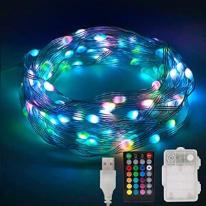 babekin rope lights, 16 colors changing lights with remote, usb/battery powered string light indoor decorative lighting for wedding christmas party waterproof outdoor decorations