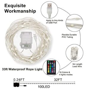 BABEKIN Rope Lights, 16 Colors Changing Lights with Remote, USB/Battery Powered String Light Indoor Decorative Lighting for Wedding Christmas Party Waterproof Outdoor Decorations