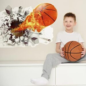 Basketball Wall Decal 3D Self Adhesive Removable Break Through The Wall Vinyl Wall Stickers Ball is Life Wall Decal Dunk Silhouette Stickers Basketball Room Decor for Boys Bedroom, 18 x 38 Inch