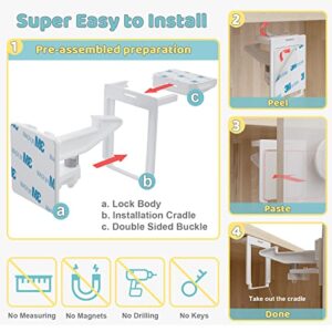 10 Pack Child Proof Cabinet Locks, Upgraded Child Safety Cabinet Latches Invisible with Deactivated Mode, Enlarged 3M Tape, Extra Long Baby Safety Drawer Latches, Fit for Most Cabinets and Drawers