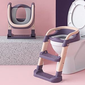 towrite foldable toilet training potty seat chair toddlers toilet with step stool ladder and handles safe non-slip step pu cushion for boys girls (pink)