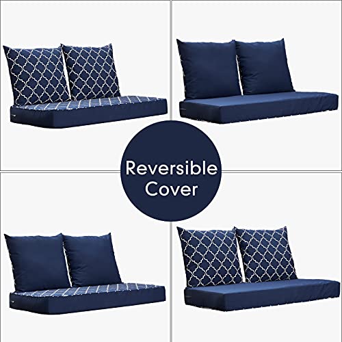 Nigoone Outdoor Loveseat Cushion for Patio Furniture, 24×48 Replacement Bench Deep Seating Glider Cushions with All-Weather Removable Cover, 3-Piece