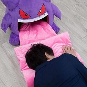 XKUN Cozy Gengar Cartoon Sleeping Pad 2 in 1 Nap Pillow Portable Foldable Sleeping Bag 63x19 Inches Nap Pad for Children Boys and Girls, for Movie Night, Nap and More, Best Gift for Kids