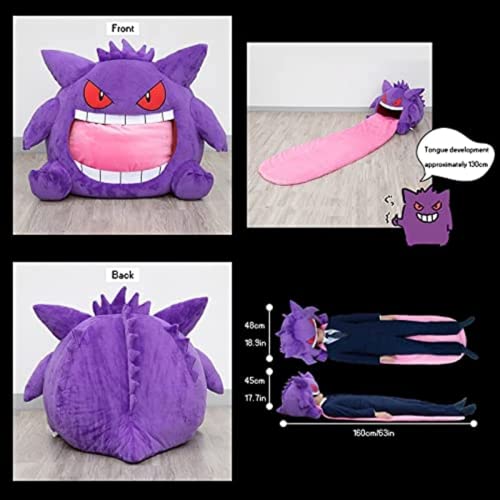 XKUN Cozy Gengar Cartoon Sleeping Pad 2 in 1 Nap Pillow Portable Foldable Sleeping Bag 63x19 Inches Nap Pad for Children Boys and Girls, for Movie Night, Nap and More, Best Gift for Kids