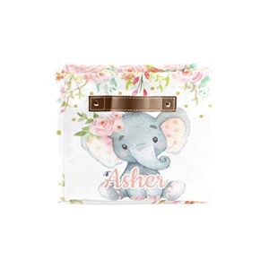 Deven Chic Pink Flower Elephant Personalized Large Storage Baskets for Organizing Shelves with Handle,Closet Decorative Storage Bins for Toy, Bathroom,Nursery,Home 1 Pack