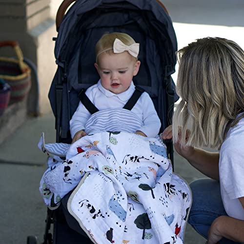 Red Rovr 100% Certified Organic Cotton Muslin Baby Blanket | Multi-Layer Muslin Quilt | Newborn & Toddler | Soft, Lightweight | Nursery, Stroller | Machine Wash | 30" x 40" | Family Farm