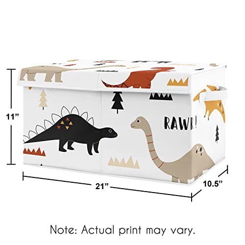 Sweet Jojo Designs Mod Dino Boy Girl Small Fabric Toy Bin Storage Box Chest Baby Nursery Kid Room - Orange Tan Rust Taupe Mustard Yellow Beige Brown Black Modern Dinosaur Boho Dinosaurs Gender Neutral