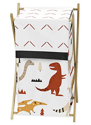 Sweet Jojo Designs Mod Dino Baby Kid Clothes Laundry Hamper - Orange, Tan, Rust, Taupe, Mustard Yellow, Beige, Brown and Black Modern Dinosaur Boho Dinosaurs Arrow Chevron Herringbone Gender Neutral