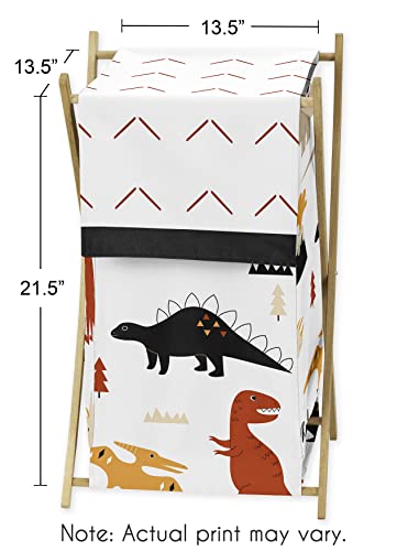 Sweet Jojo Designs Mod Dino Baby Kid Clothes Laundry Hamper - Orange, Tan, Rust, Taupe, Mustard Yellow, Beige, Brown and Black Modern Dinosaur Boho Dinosaurs Arrow Chevron Herringbone Gender Neutral