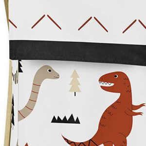 Sweet Jojo Designs Mod Dino Baby Kid Clothes Laundry Hamper - Orange, Tan, Rust, Taupe, Mustard Yellow, Beige, Brown and Black Modern Dinosaur Boho Dinosaurs Arrow Chevron Herringbone Gender Neutral