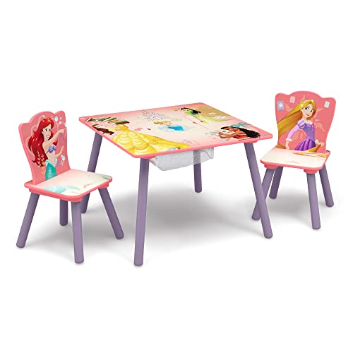 Delta Children Kids Table and Chair Set with Storage (2 Chairs Included) - Ideal for Arts & Crafts, Snack Time, Homeschooling, Homework & More, Disney Princess