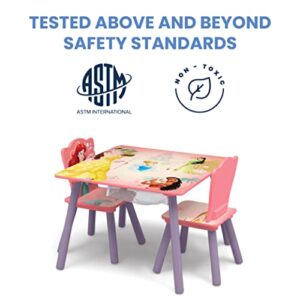 Delta Children Kids Table and Chair Set with Storage (2 Chairs Included) - Ideal for Arts & Crafts, Snack Time, Homeschooling, Homework & More, Disney Princess