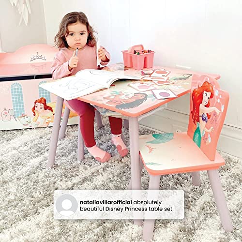 Delta Children Kids Table and Chair Set with Storage (2 Chairs Included) - Ideal for Arts & Crafts, Snack Time, Homeschooling, Homework & More, Disney Princess