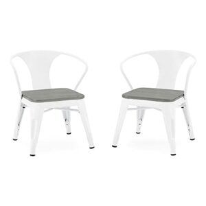 delta children bistro 2-piece chair set, white metal/grey barnboard