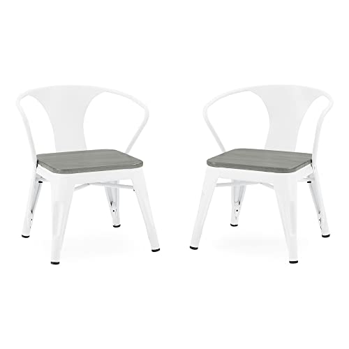 Delta Children Bistro 2-Piece Chair Set, White Metal/Grey Barnboard