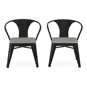 Delta Children Bistro 2-Piece Chair Set, Black Metal/Grey Barnboard