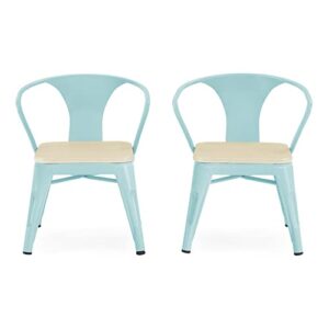 Delta Children Bistro 2-Piece Chair Set, Aqua Metal/Natural Birch