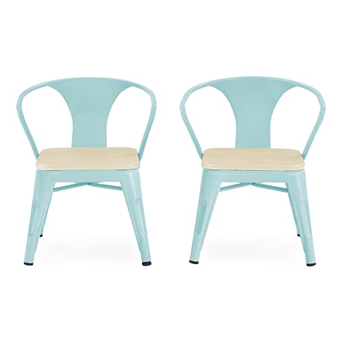 Delta Children Bistro 2-Piece Chair Set, Aqua Metal/Natural Birch