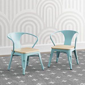 Delta Children Bistro 2-Piece Chair Set, Aqua Metal/Natural Birch