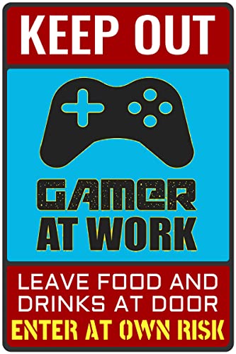 Keep Out Gamer at Work - Bestylez Funny Gamer Sign For Gaming Room Wall Door Decor - Gift For Teen Boy, Boyfriend 12" * 8" (159)