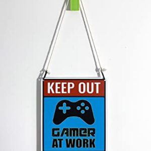 Keep Out Gamer at Work - Bestylez Funny Gamer Sign For Gaming Room Wall Door Decor - Gift For Teen Boy, Boyfriend 12" * 8" (159)