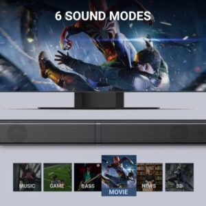 2.1CH Sound Bar for TV with Subwoofer, 190W, 125dB, 6 EQ Modes, Audvoi 3D Surround Sound System for Home Theater Audio, HDMI/Optical/Aux/USB/RCA, Movie, Game, Bass Mode, Remote Control, Wall Mountable