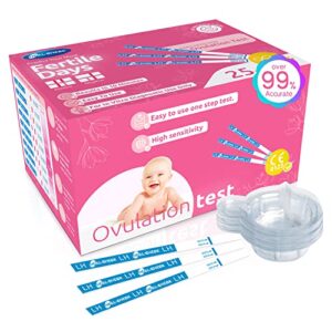 ovulation test strips, heal-check ovulation kits for women, bulk ovulation tests with urine cup, extra-wide 5mm lh strips, accurate individually wrapped fertility tests at home,pruebas de ovulacion 25